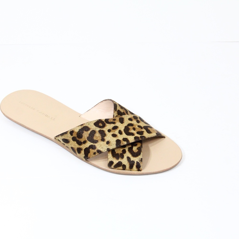 Loeffler Randall Animal Print Sandals NEW sz 10 Claudie Flat Slide Women Shoe